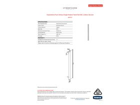 Specification Sheet - Hydrotherm Pure Vertical Single Heated Towel Rail 900 x 38mm Chrome