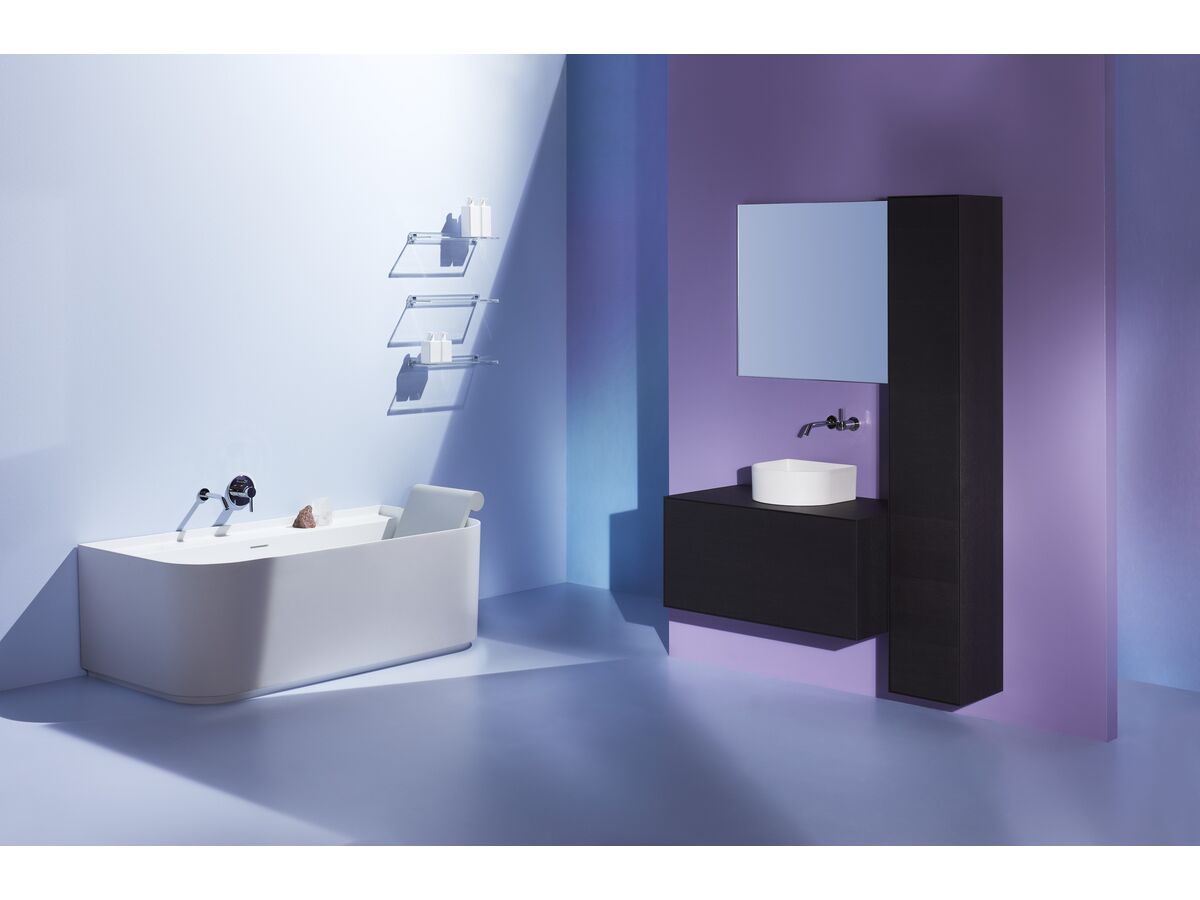 LAUFEN Sonar Freestanding Bath with Overflow 1600 x 815 Sentec White