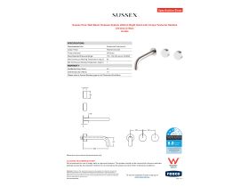 Specification Sheet - Sussex Pure Wall Basin Hostess System 200mm Right Hand with Cirque Textured Handles Chrome (3 Star)