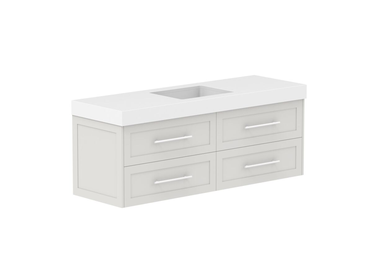 Supporting Image - Kado Lux 1500mm All Drawer Wall Hung Vanity Unit 4 Drawers Centre Bowl 90mm Top