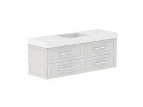 Supporting Image - Kado Lux 1500mm All Drawer Wall Hung Vanity Unit 4 Drawers Centre Bowl 90mm Top