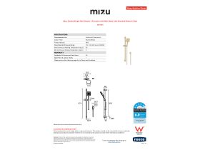 Specification Sheet - Mizu Soothe Single Rail Shower 3 Function with Wall Water Inlet Brushed Brass (5 Star)