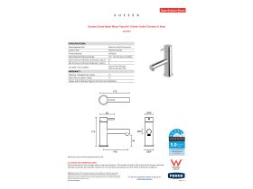 Specification Sheet - Sussex Scala Basin Mixer Tap with 130mm Outlet Chrome (5 Star)