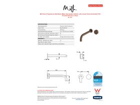 Specification Sheet - Milli Pure Progressive Wall Basin Mixer Tap System 250mm with Linear Textured Handle PVD Brushed Bronze (3 Star)