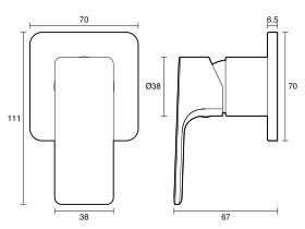Technical Drawing - Mizu Bloc Shower Mixer Lead Free