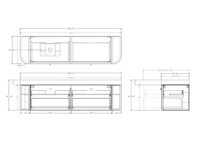 Technical Drawing - Kado Era Double Curve All Drawer 1800mm Wall Hung Vanity Left Hand Basin 90mm Durasein Top