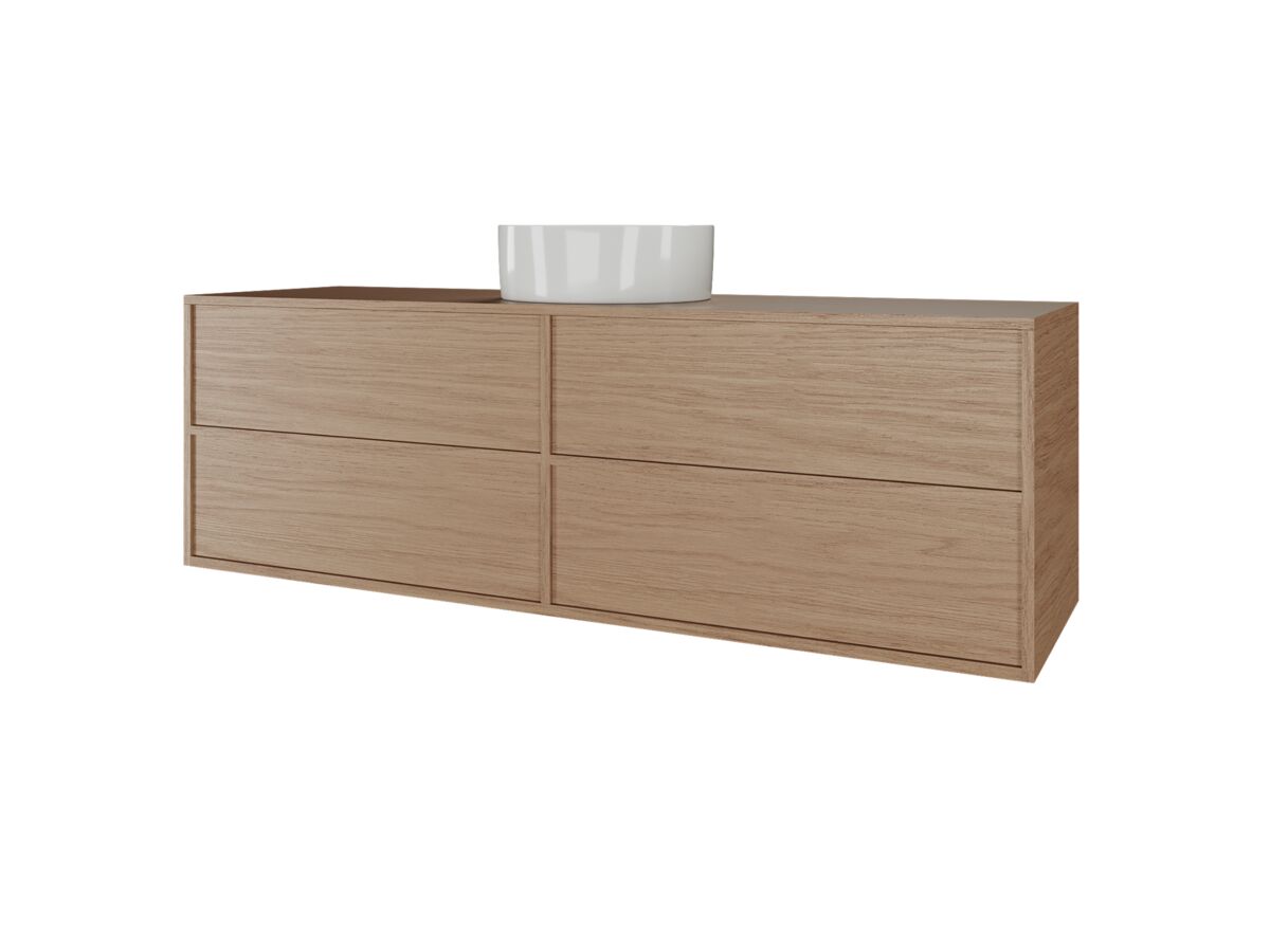 Supporting Image - Kado Aspect 1500mm Wall Hung Vanity Unit Single Bowl Timber Top - Boston Oak