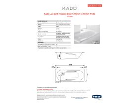 Specification Sheet - Kado Lux Bath Pressed Steel 1700mm x 750mm White