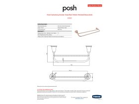 Specification Sheet - Posh Canterbury Double Towel Rail 750mm Polished Brass Gold