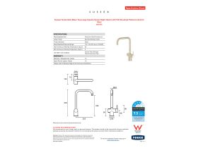 Specification Sheet - Sussex Scala Sink Mixer Tap Large Square Spout Right Hand LUX PVD Brushed Platinum Gold (4 Star)