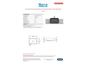 Specification Sheet - Roca Inspira Square Rectangle Above Counter Basin 500mm x 370mm Matte Black