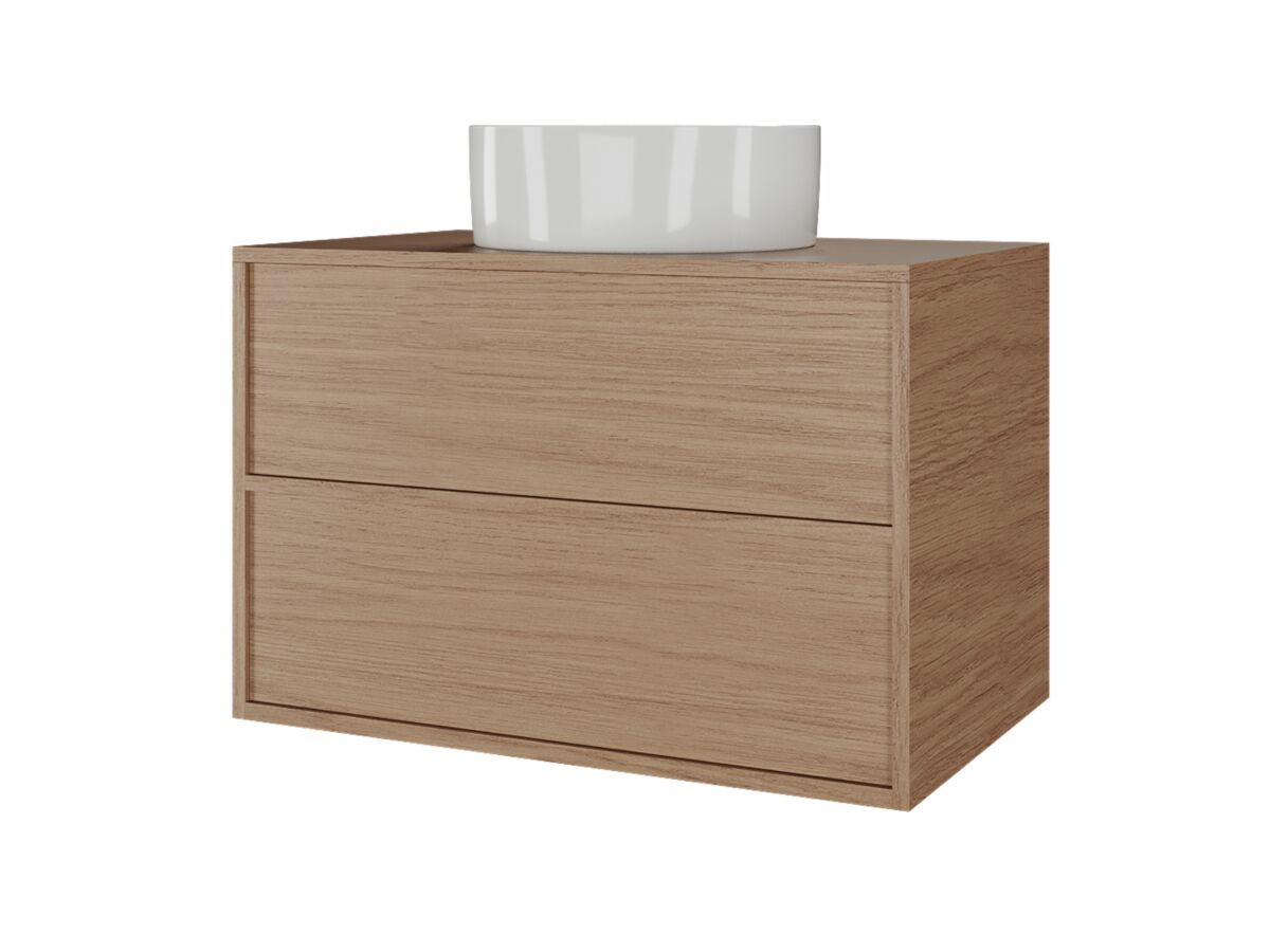 Supporting Image - Kado Aspect 750mm Wall Hung Vanity Unit Timber Top - Boston Oak
