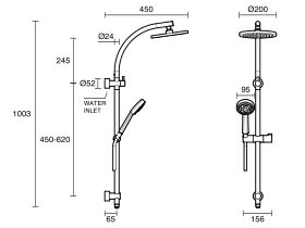 Nikles Fresh Twin Rail Shower 200mm Handpiece Chrome (3 Star)