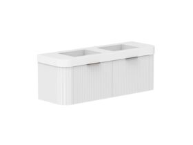 Supporting Image 2- Kado Neue Fluted Double Curve All Drawer 1500mm Wall Hung Vanity with Double Basin Durasein 90mm Top Ultra White