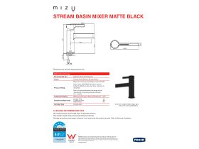 Technical Guide - Mizu Stream Basin Mixer Matte Black (5 Star)