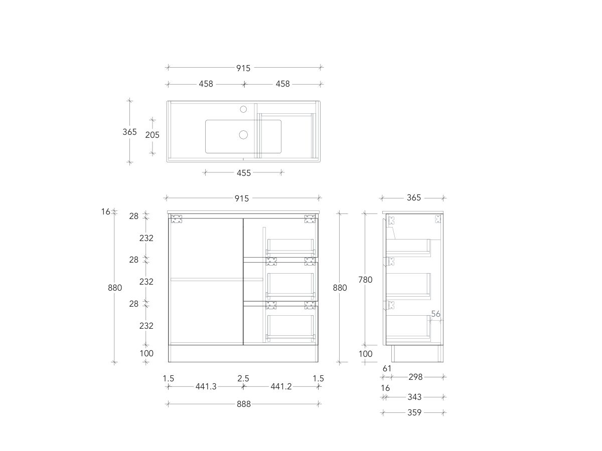 Posh Domaine Ensuite 900 Floor Mount Ceramic