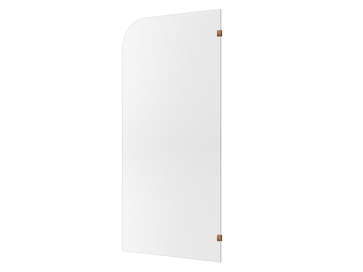 Hero - Kado Lux Frameless Curved Right Fluted Panel with Wall Clips 1000mm Brushed Bronze