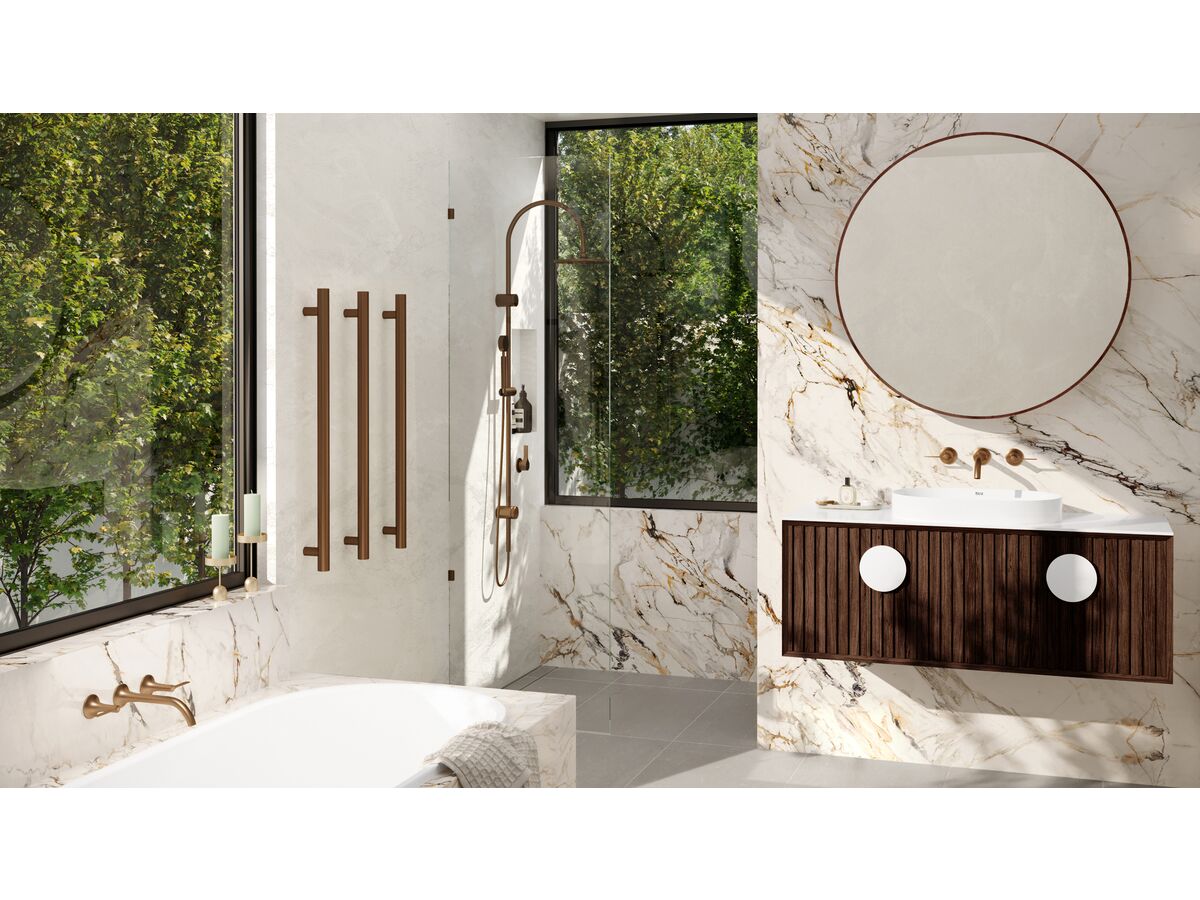 Hydrotherm Pure Vertical Heated Towel Rail 900 x 38mm PVD Brushed Bronze