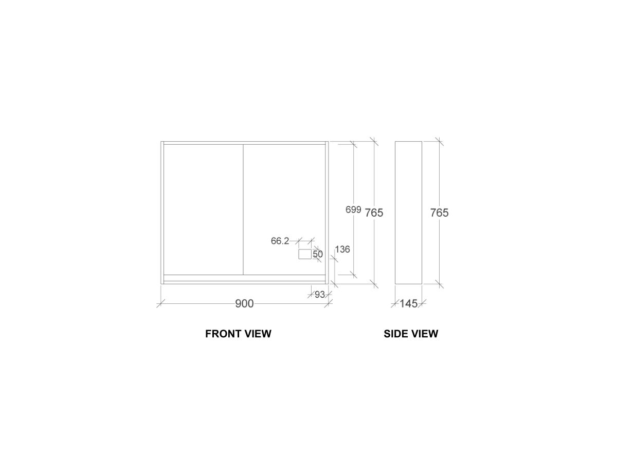 Kado Aspect 900mm Mirror Cabinet Two Doors
