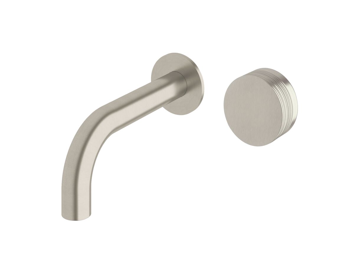 Sussex Pure Progressive Wall Basin Mixer Tap System 160mm with Cirque Textured Handle PVD Brushed Nickel (3 Star)