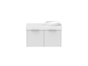 Supporting Image - Kado Neue Fluted Square 900mm Wall Hung Vanity with Right Basin 90mm Top Ultra White