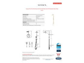 Specification Sheet - Sussex Pure Twin Rail Shower with Top Rail Water Inlet PVD Brushed Gold (3 Star)