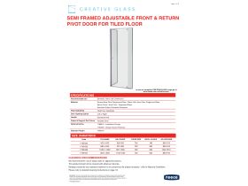 Technical Guide - Creative Glass Semi-Framed Adjustable Front & Return tiles shower screen with pivot door - Height 1950 x Front 820-900 x Return 890-910 6mm Clear toughened glass and Polished Silver frame.