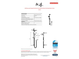 Specification Sheet - Milli Monument Single Rail Shower with Separate Water Inlet Matte Black (3 Star)