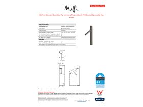 Specification Sheet - Milli Pure Extended Basin Mixer Tap with Linear Textured Handle PVD Brushed Gunmetal (6 Star)