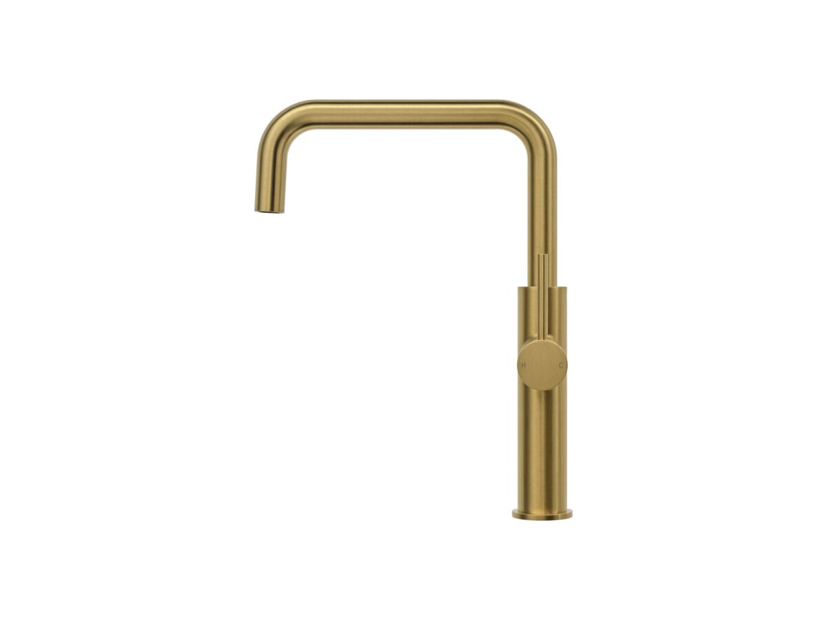 Mizu Drift Gooseneck Sink Mixer Tap Square Brushed Brass (5 Star)
