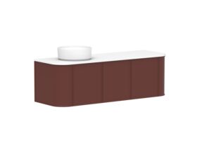 Supporting Image - Kado Era Double Curve All Door 1500mm Wall Hung Vanity with Left Hand Basin 20mm Top Red Marble