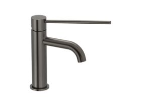 Mizu Drift Basin Mixer Curved Spout with Extended Lever Tap Brushed Gunmetal (6 Star)