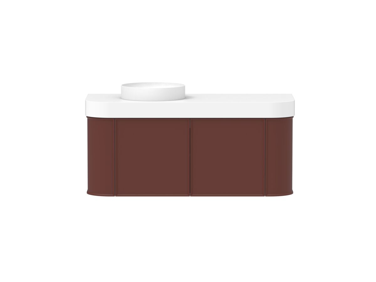 Hero - Kado Era Double Curve All Door 1200mm Wall Hung Vanity Left Hand Basin 90mm Durasein Top Red Marble