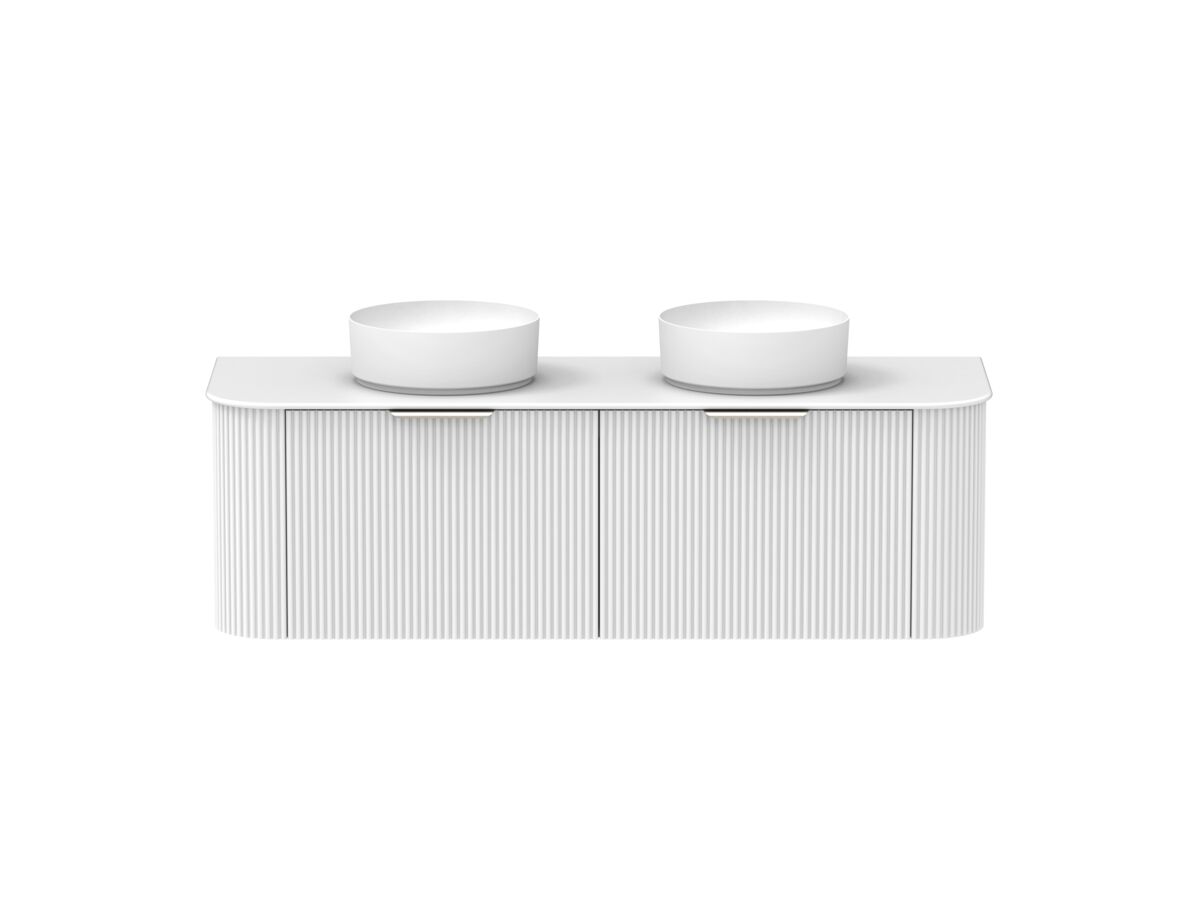 Supporting Image - Kado Neue Fluted Double Curve All Drawer 1500 Wall Hung Vanity With Double Basin Durasein 12mm Top Ultra White