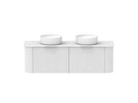 Supporting Image - Kado Neue Fluted Double Curve All Drawer 1500 Wall Hung Vanity With Double Basin Durasein 12mm Top Ultra White