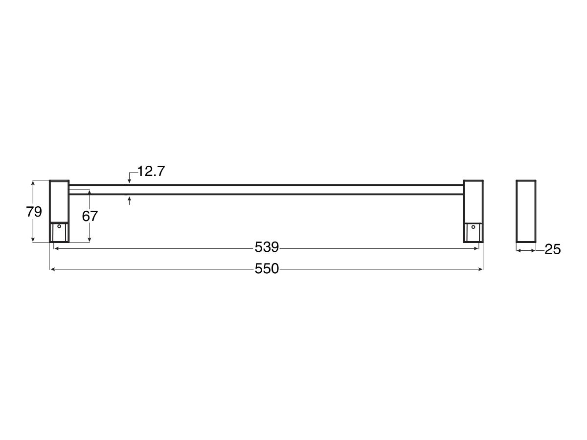 Mizu Bloc MK2 Single Towel Rail 550mm Chrome