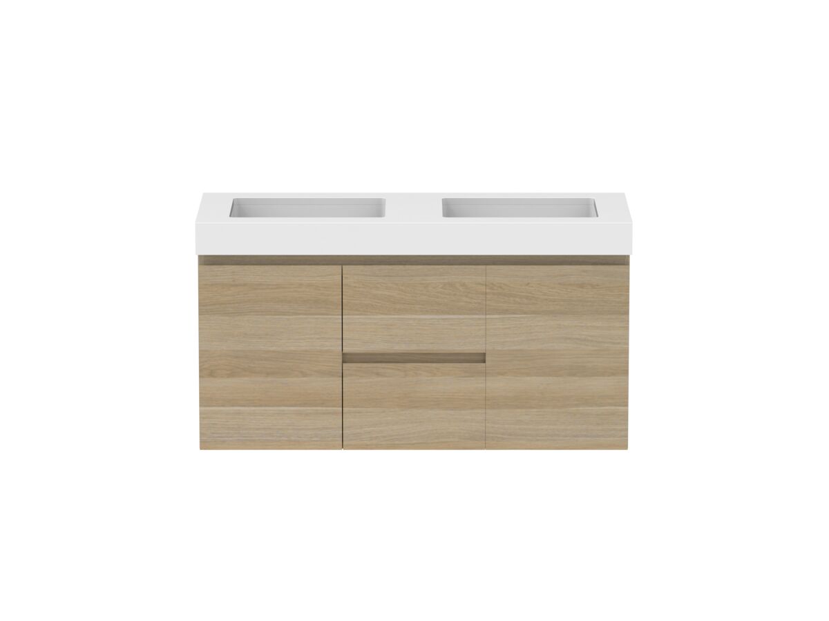 Hero - Posh Domaine 1200mm Wall Hung Vanity Unit Conventional Double Bowl 90mm Top