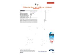 Specification Sheet - Milli Inox Wall Mount Twin Rail Shower with 300mm Overhead Stainless Steel (3 Star)