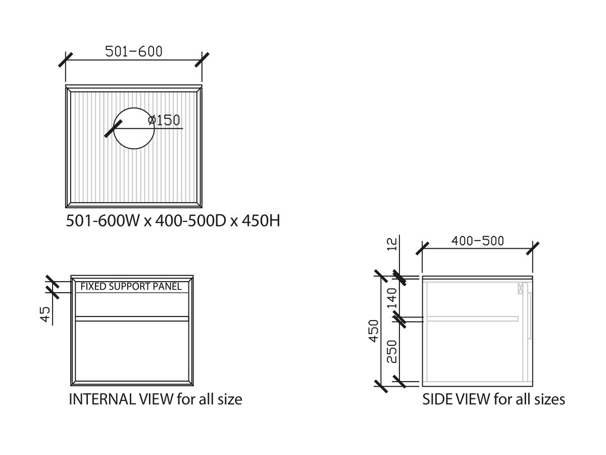 ISSY Custom Halo I Vanity Unit with 2 Doors and Internal Shelf with Handle 501-600mm Wide x 400-500mm Deep x 450mm High