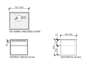 ISSY Custom Halo I Vanity Unit with 2 Doors and Internal Shelf with Handle 501-600mm Wide x 400-500mm Deep x 450mm High