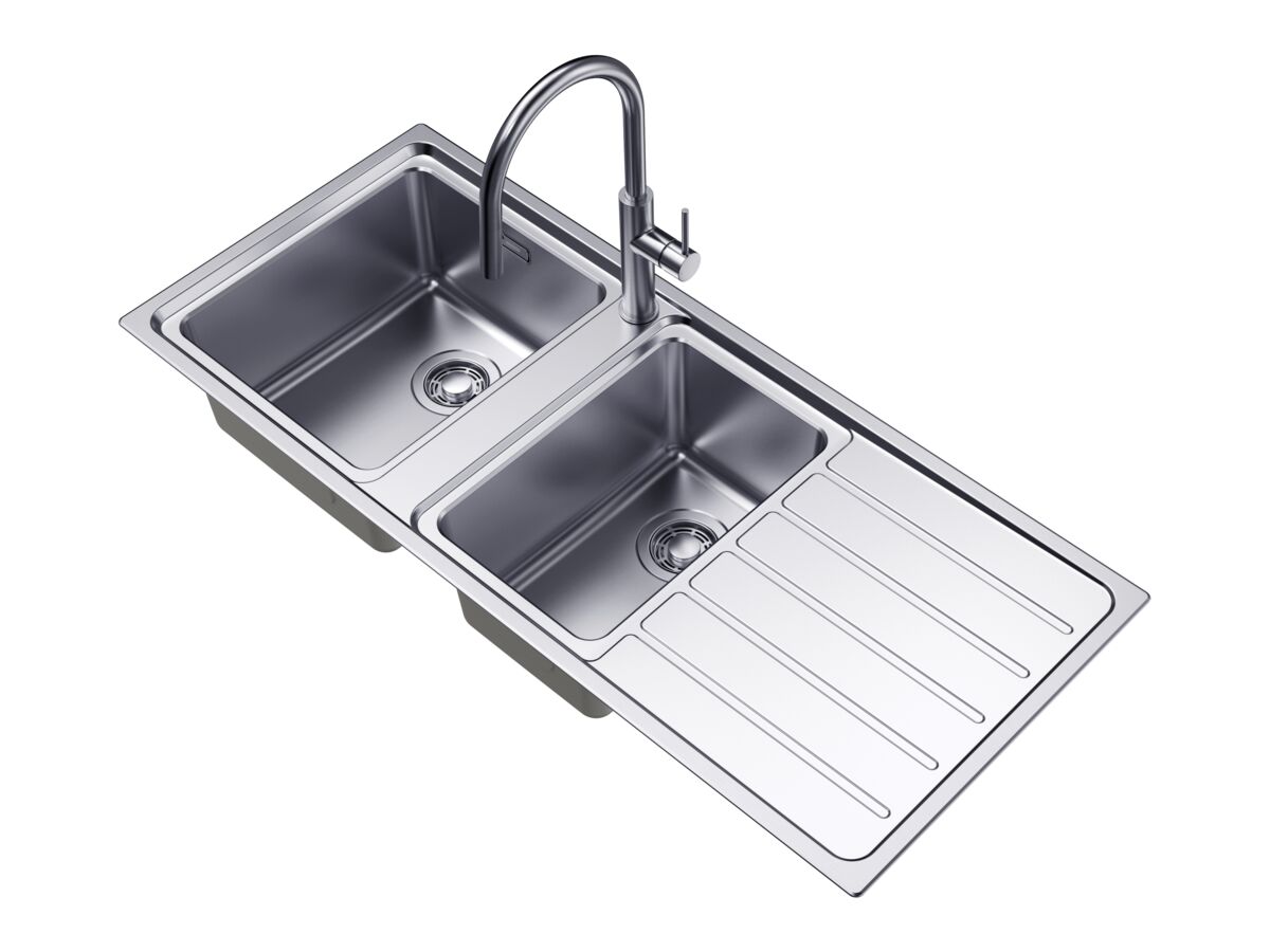 Supporting Image - Memo Oscar Inset Left Hand 1 & 1/2 Bowl & Drainer Sink Overflow 1 Taphole
