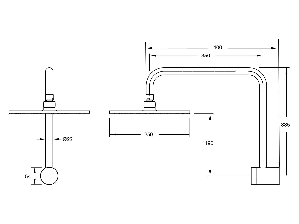 Sussex Pure Hi-Rise Shower Square with 250mm Shower Head (3 Star)