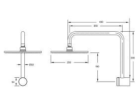 Sussex Pure Hi-Rise Shower Square with 250mm Shower Head (3 Star)