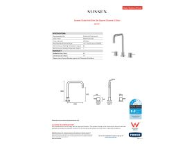Specification Sheet - Sussex Scala Hob Sink Set Square Chrome (3 Star)