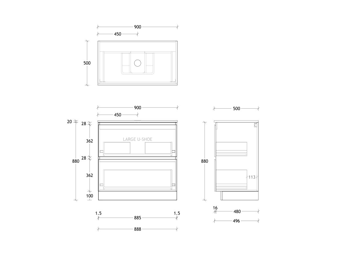 Posh Domaine & Domaine Plus All-Drawer Twin 900mm Floor Mounted Vanity Unit (No Basin)