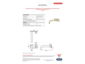 Specification Sheet - Sussex Scala 32mm Curved Bath Mixer Tap Outlet System Right Hand 250mm Outlet LUX PVD Brushed Platinum Gold