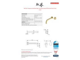 Specification Sheet - Milli Pure Progressive Wall Basin Mixer Tap System 250mm PVD Brushed Gold (3 Star)