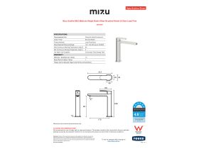 Specification Sheet - Mizu Soothe MK2 Medium Height Basin Mixer Brushed Nickel (6 Star) Lead Free