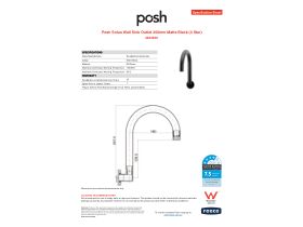 Specification Sheet - Posh Solus Wall Sink Outlet 200mm Matte Black (4 Star)