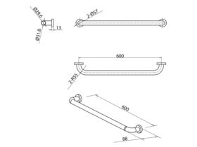 Mobi Grab Rail 600mm Satin Stainless Steel